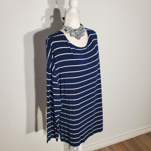 AVA & VIV BASIC TOP BLUE LONG SLEEVE RAYON SPANDEX SIZE 4X - Picture 5 of 10